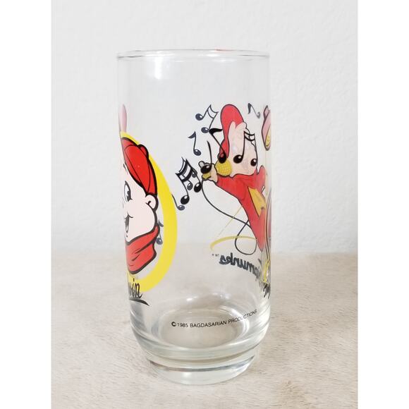 Alvin The Chipmunks Drinking Clear Glass Tumbler 16oz Drinkware Year 1985 6" - Picture 6 of 13